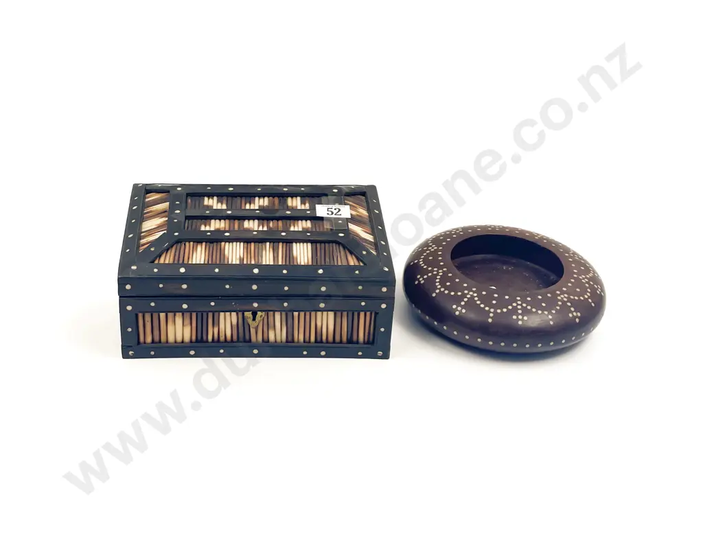 Porcupine Quill Box and Inlaid Bowl Image 1++