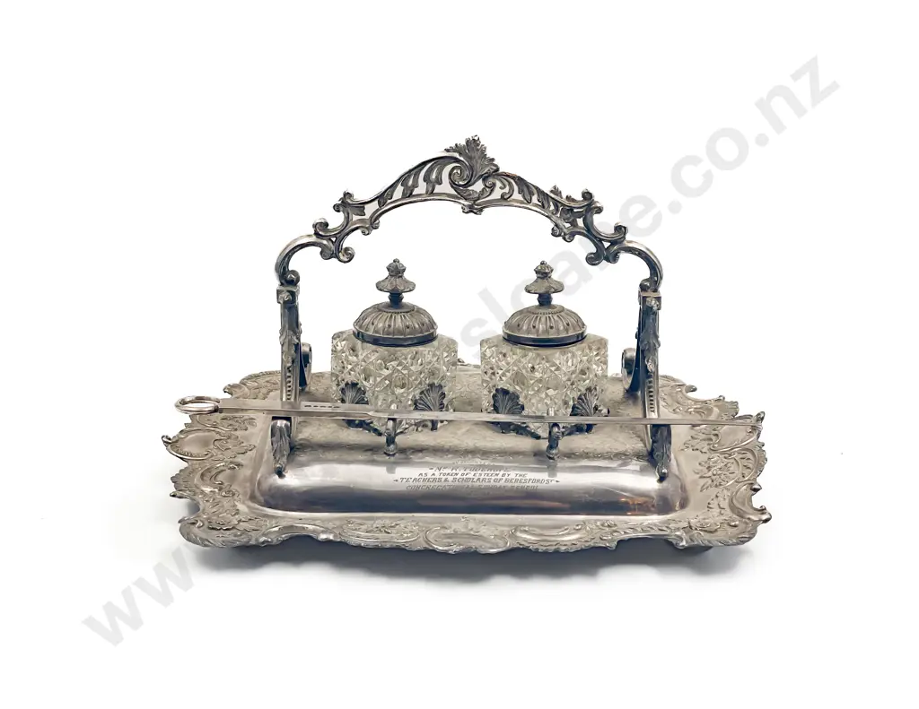 Silver Plated Desk Stand and Meat Skewer Image 1++