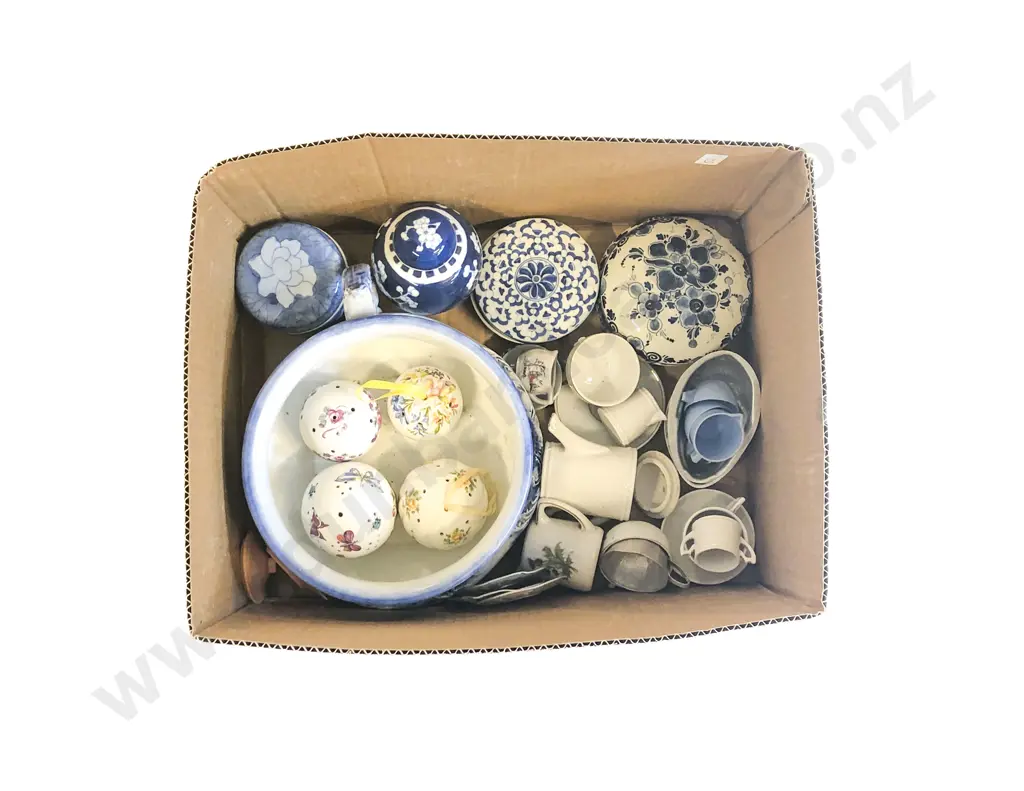 Box of Blue and White and Other China Image 1++