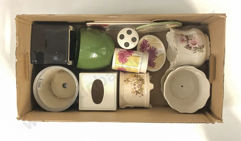 Two Boxes of Storage Jars Image 1++