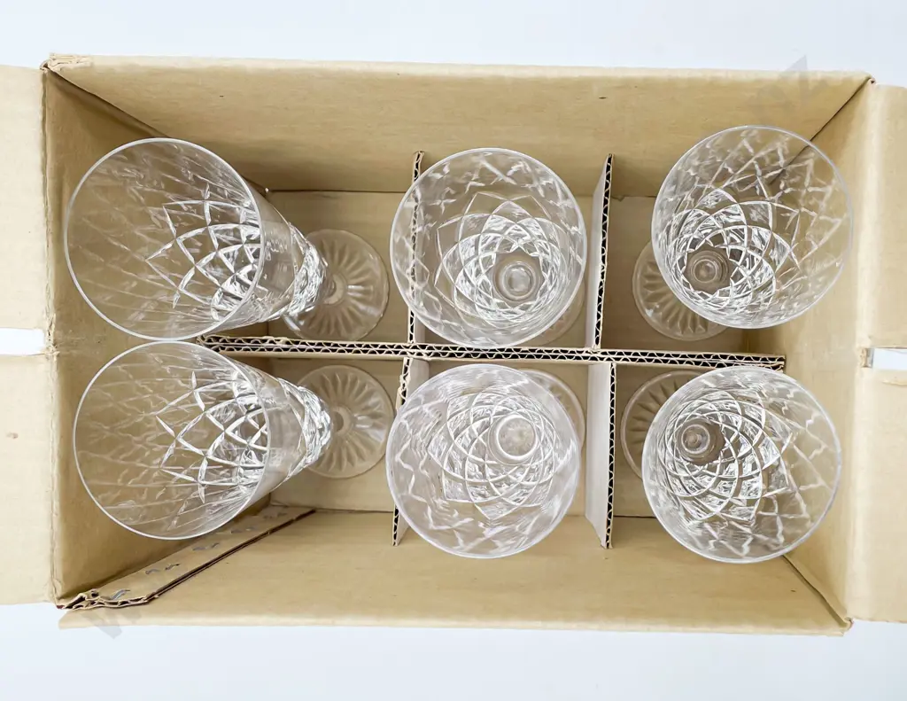 Set of Six Crystal Champagne Flutes Image 1++