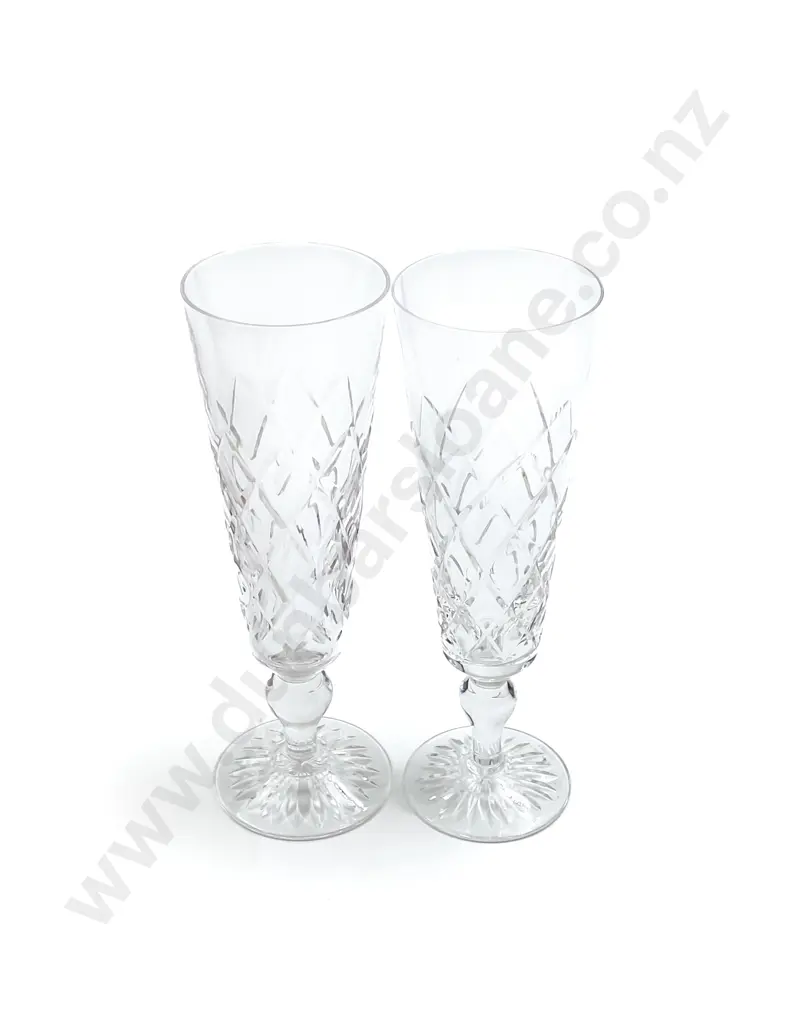 Set of Six Crystal Champagne Flutes Image 1++