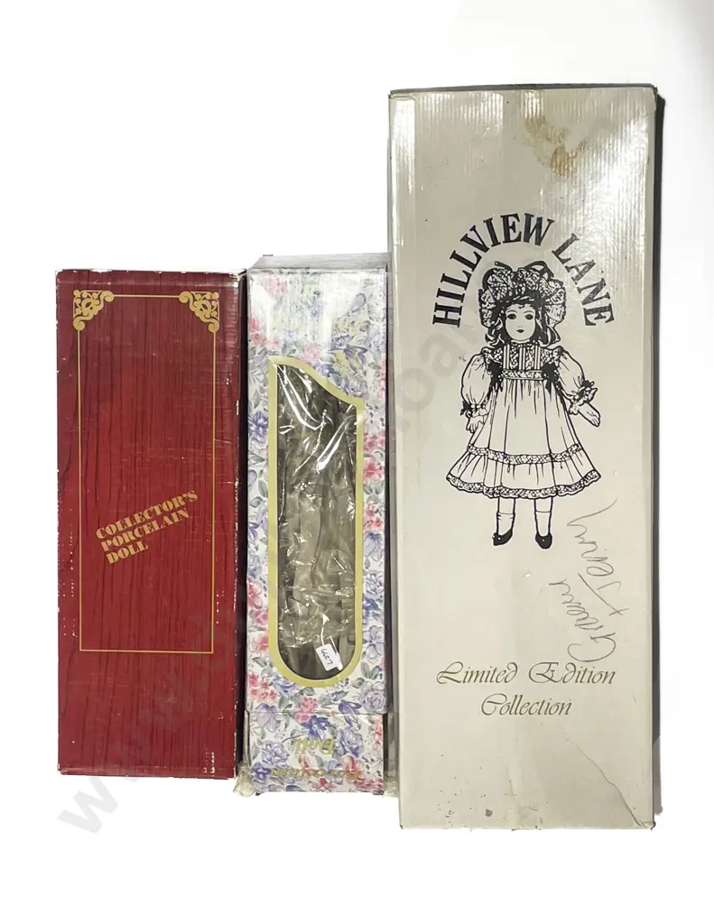Boxed Hill View Lane Bisque Doll & Two Others Image 1++
