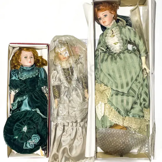 Boxed Hill View Lane Bisque Doll & Two Others