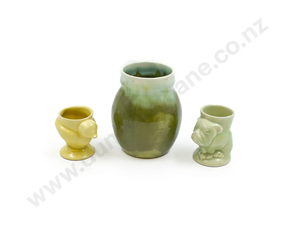 Early Crown Lynn Vase & Two Egg Cups Image 1++