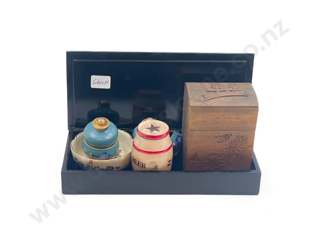 Cloisonne Condiments Satsuma Dish & Fancy Boxes Image 1++