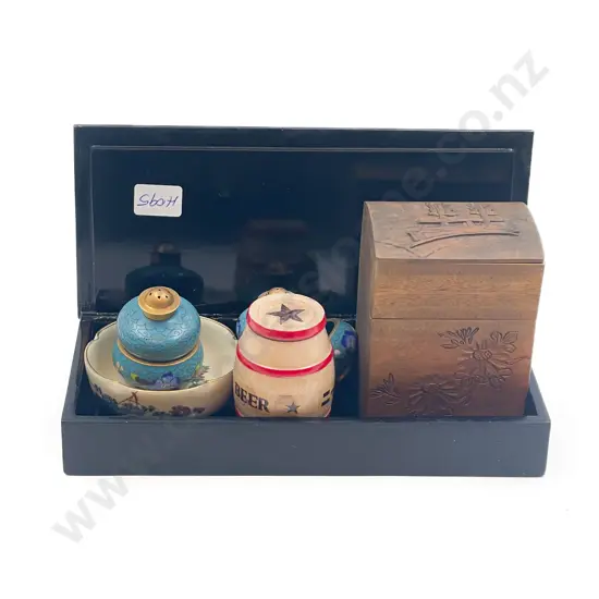 Cloisonne Condiments Satsuma Dish & Fancy Boxes