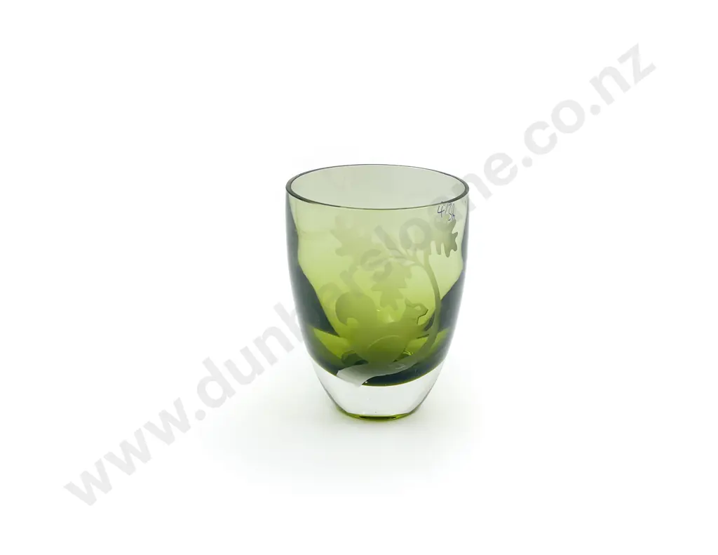 European Etched Encased Glass Vase Image 1++