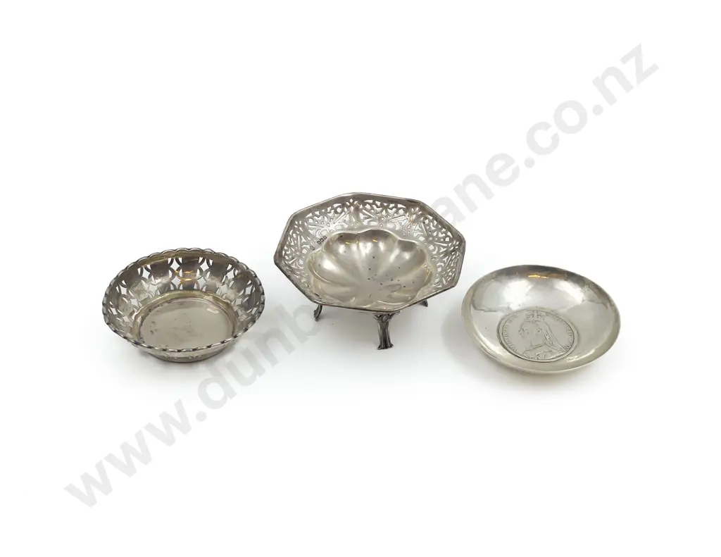 S/S Victoria Coin Trinket Dish & Two Other Dishes Image 1++