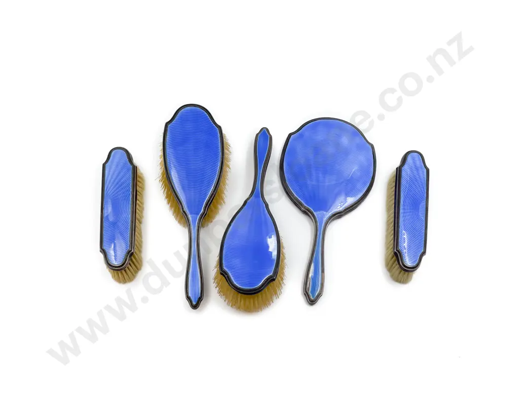 Edwardian S/ S & Enamel Five Piece Dressing Table Set (faults) Image 1++