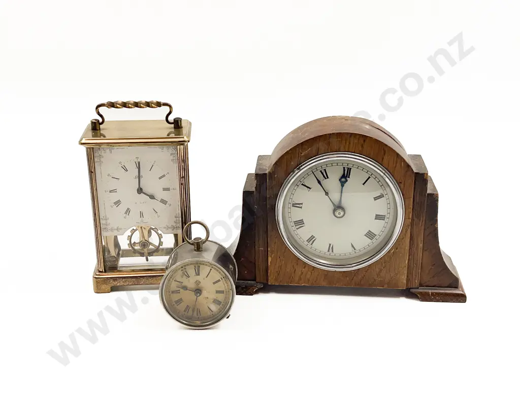 Eight Day Clock & Two Table Clocks Image 1++