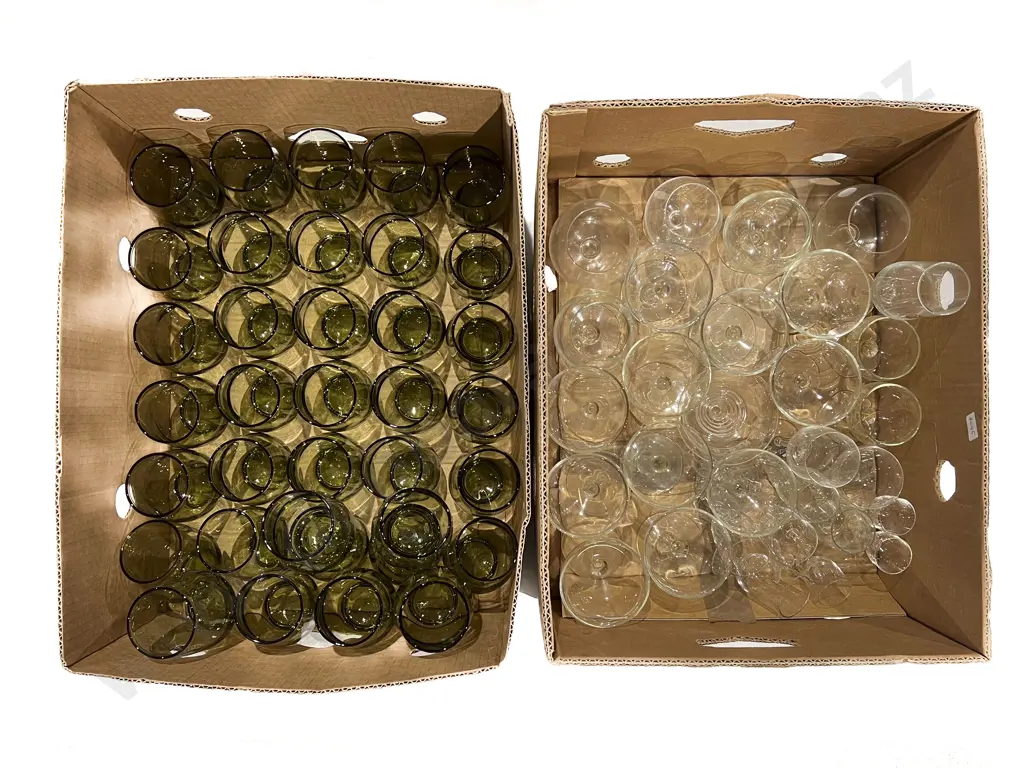 Two Boxes of Assorted Glassware incl Champagne Coupes Image 1++
