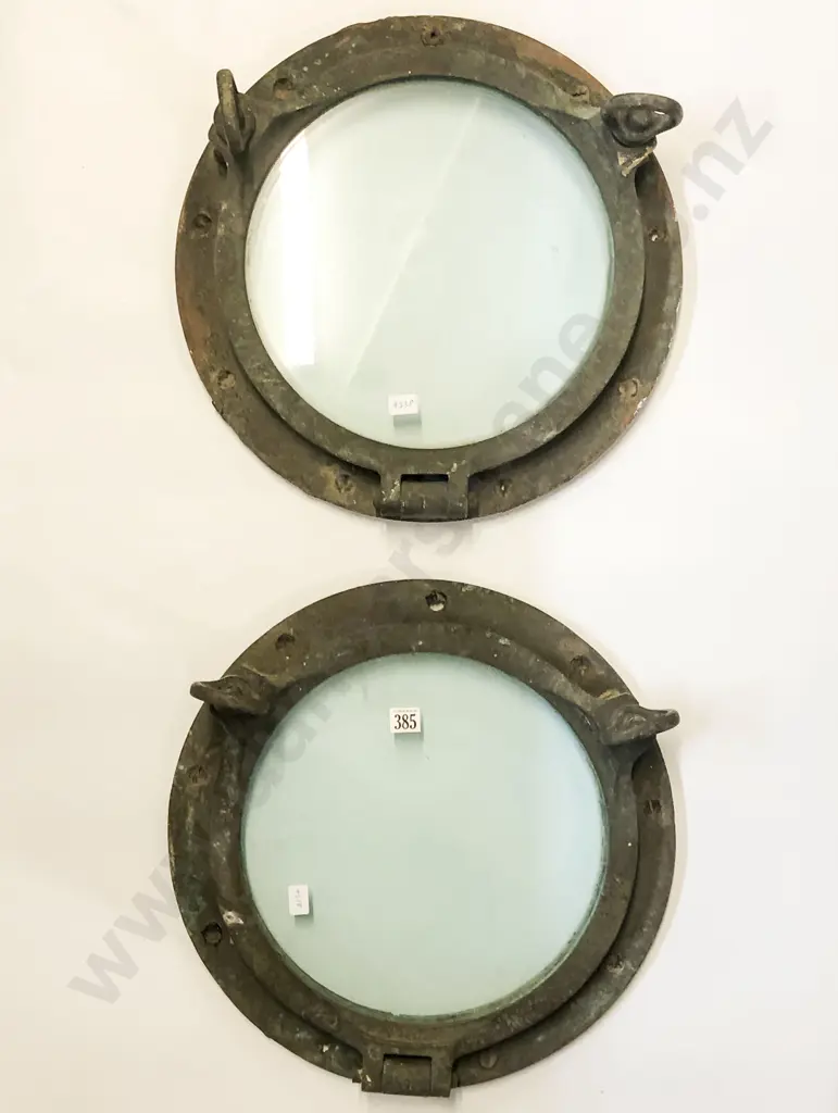 Two Brass Framed Port Hole Windows Image 1++