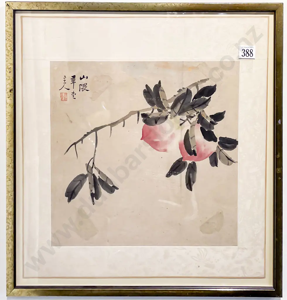 Three Silk Bordered Chinese Watercolours Image 1++