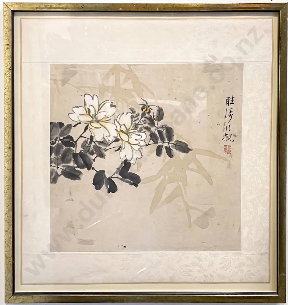 Three Silk Bordered Chinese Watercolours Image 1++