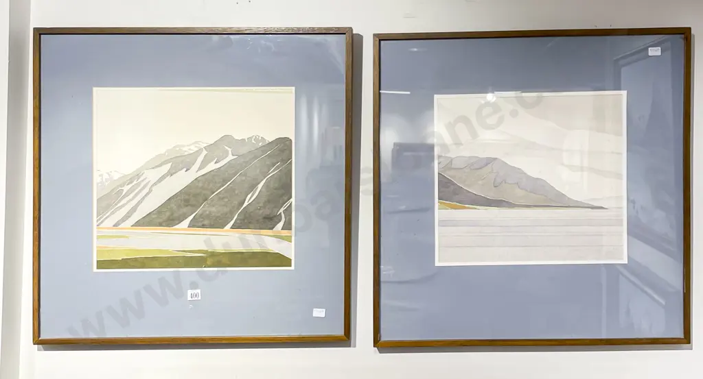 Pair Untitled Watercolour Landscapes Image 1++