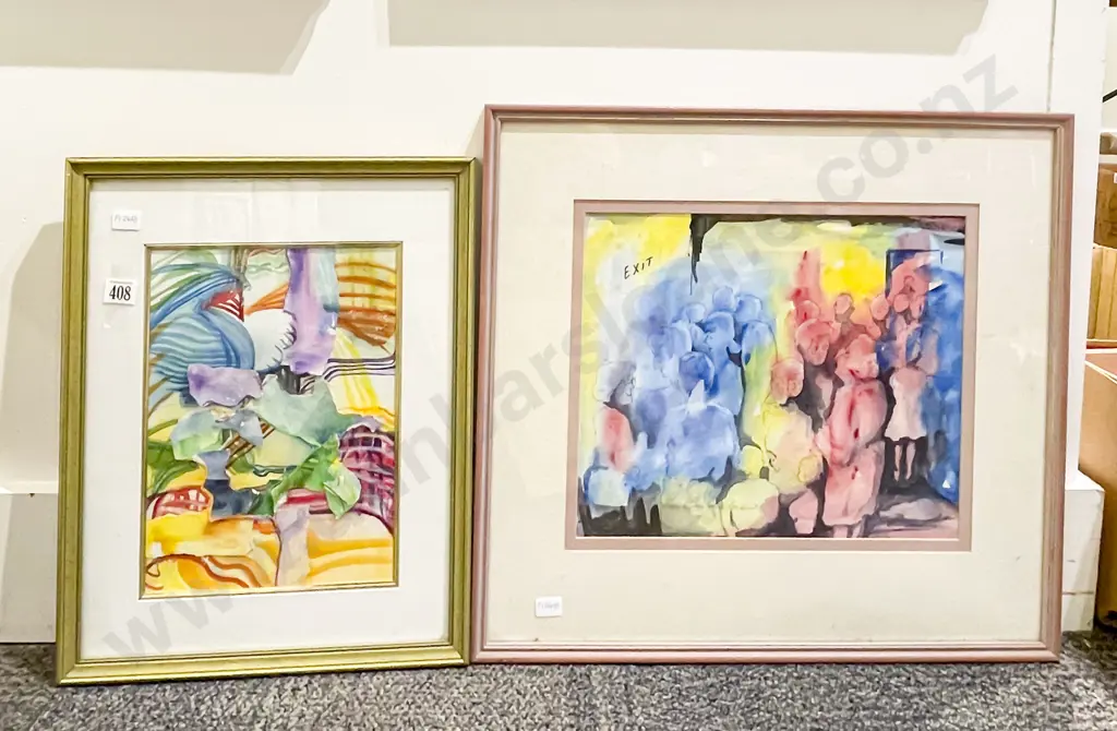 Watercolour entitled Exit together with Collage Image 1++
