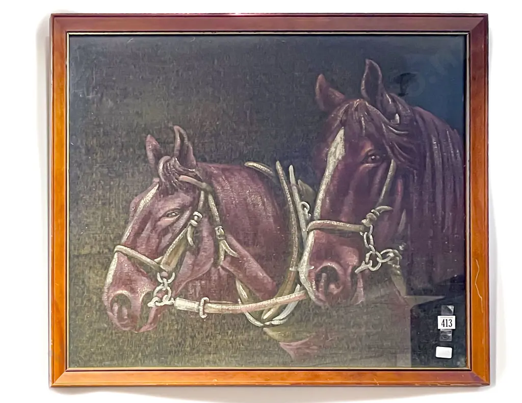 Two Pastel Works Horse and Dog Studies Image 1++