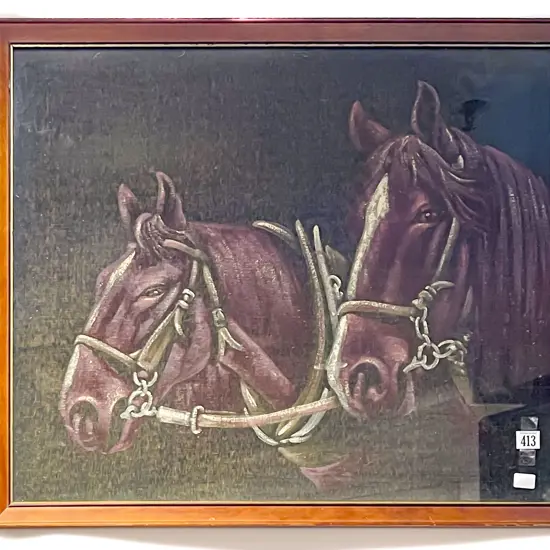 Two Pastel Works Horse and Dog Studies