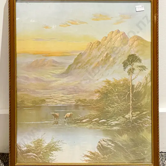 W Allen Bollard NZ Landscape Oil and other print