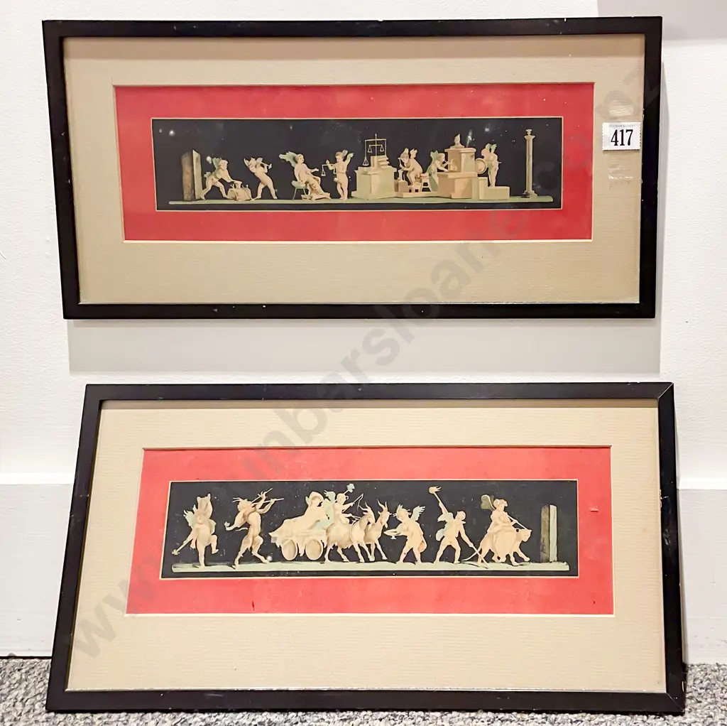 Pair Early C20th Frieze Cherub Prints Image 1++