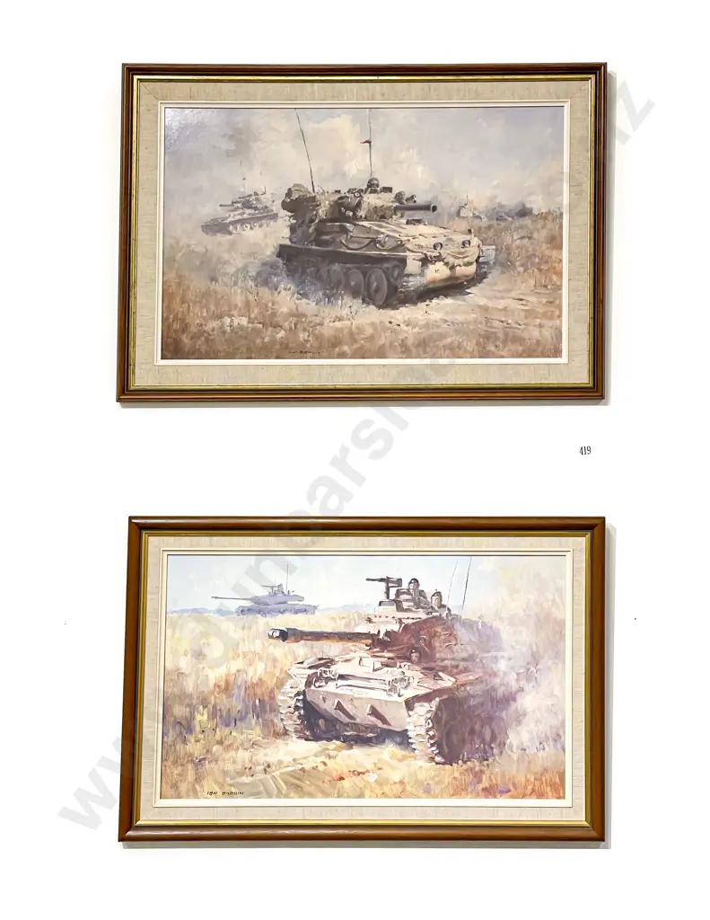 Two Ion Brown Prints Of WWII NZ Tanks Image 1++