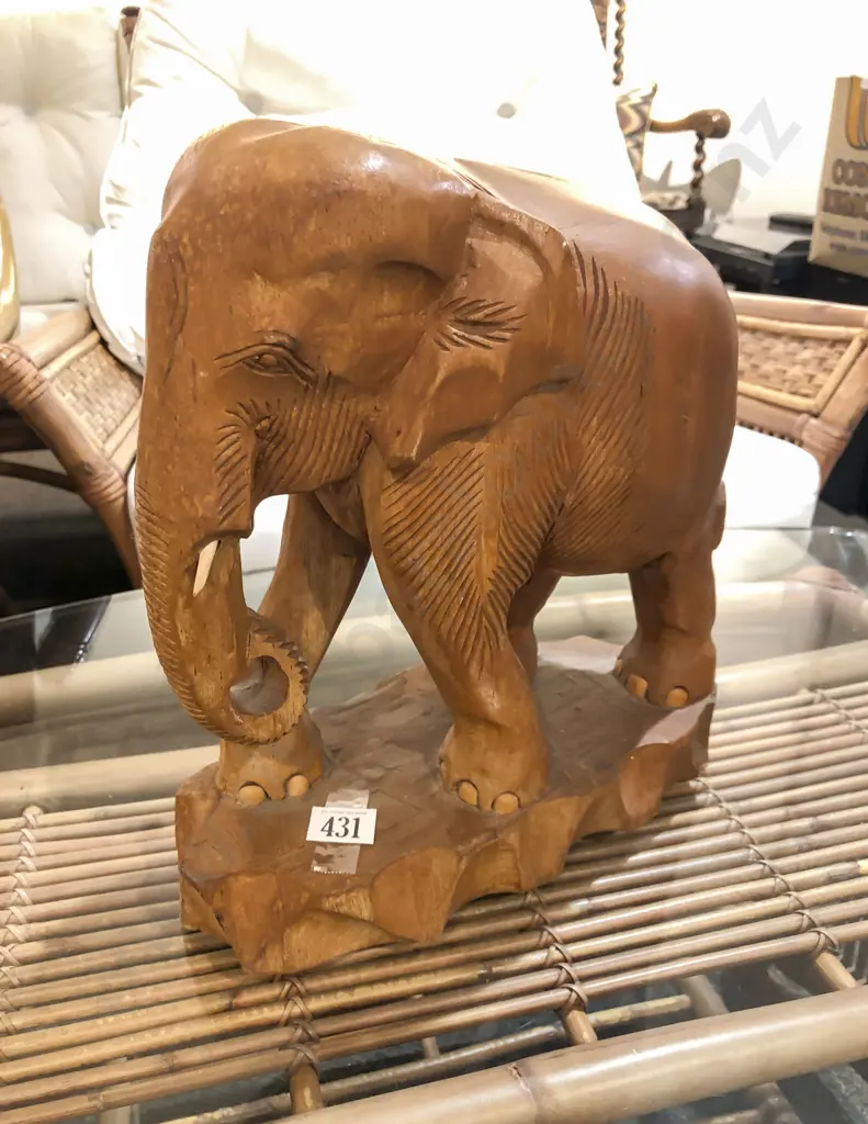 Carved Wooden Elephant Ornament Image 1++