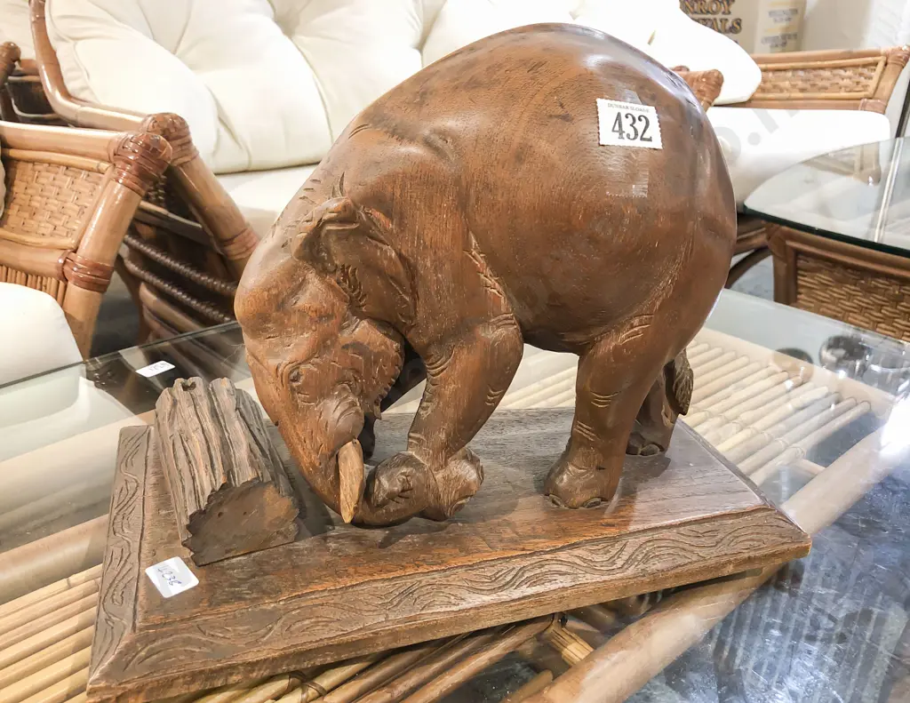 Carved Wooden Elephant Ornament Image 1++