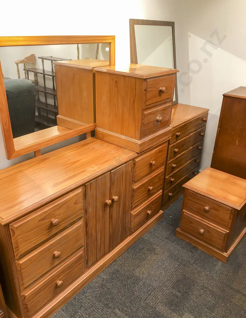 Large Pine Dressing Chest & Matching Bedside Cabinets Image 1++