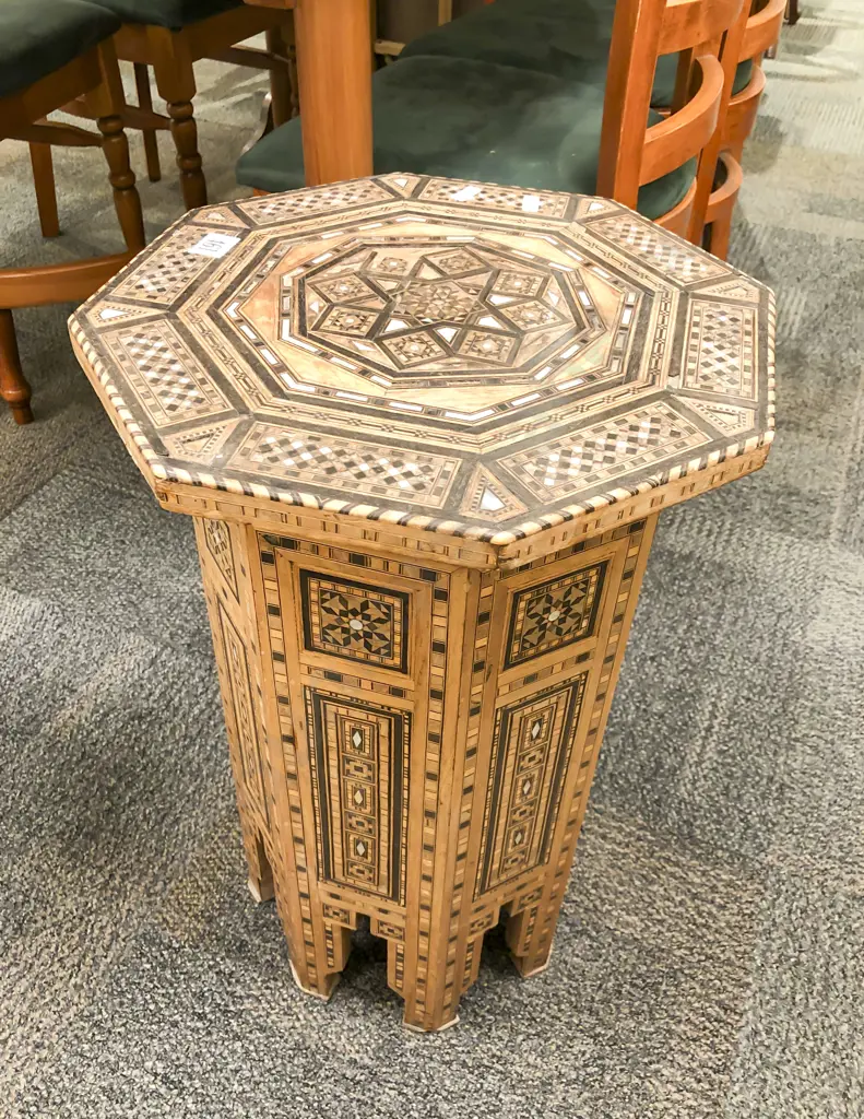 Moroccan Inlaid Octagonal Side Table (some inlays missing) Image 1++