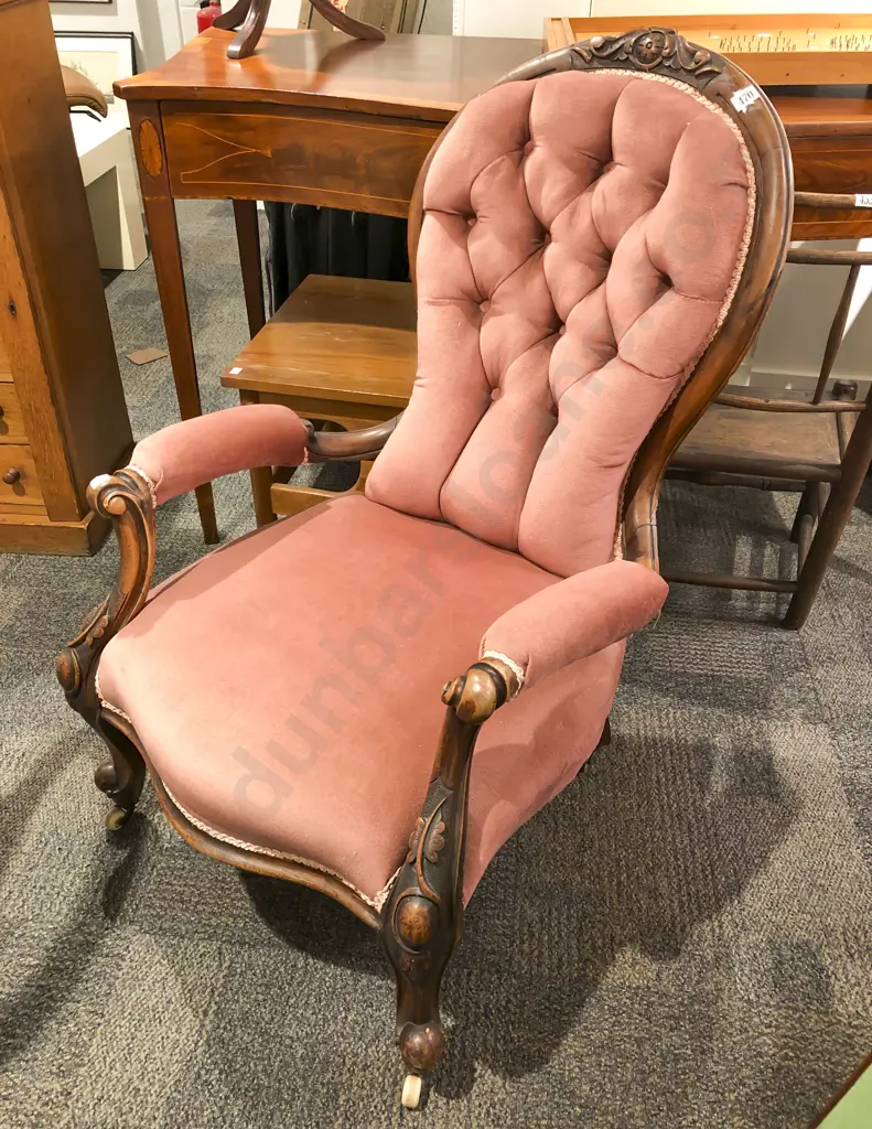Victorian Walnut Grandmother Chair Image 1++