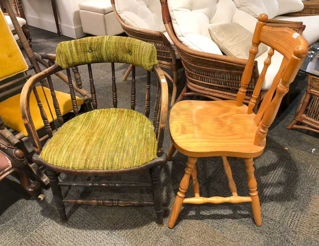 Oak Captains Style Chair & Pine Dining Chair Image 1++