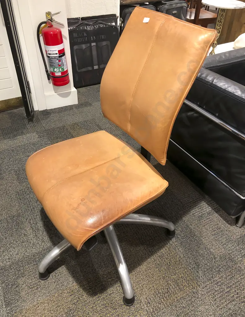 Arq Tan Leather Swivel Desk Chair Image 1++