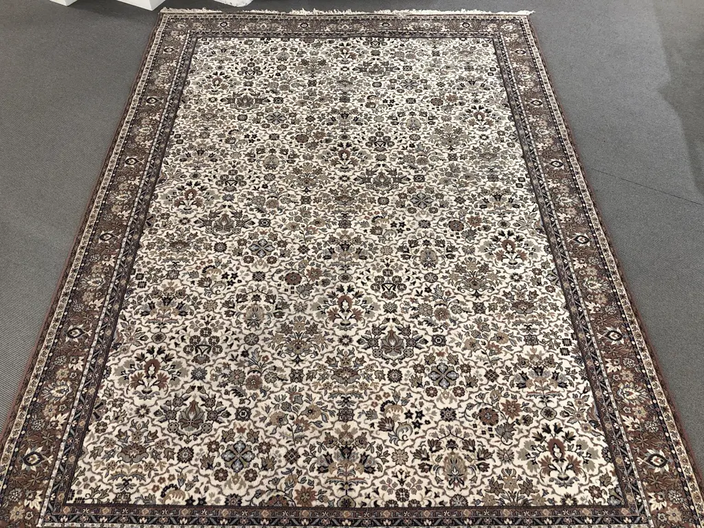 Large Persian Floor Rug With Floral Filled Field On Ivory Ground Image 1++