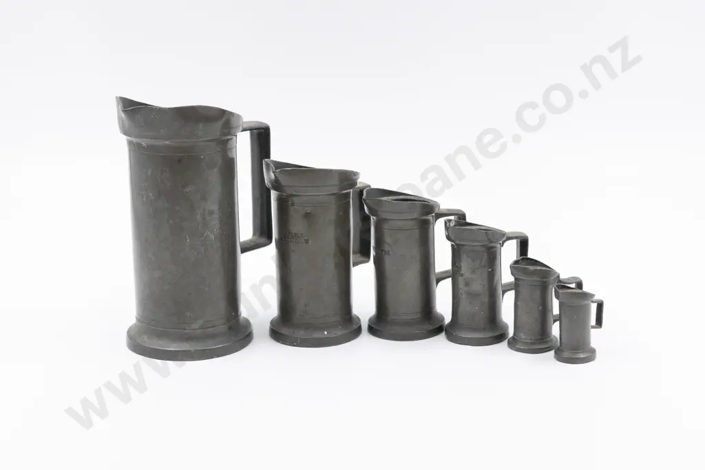 Early to Mid C19th European Pewter Jug Measures Image 1++