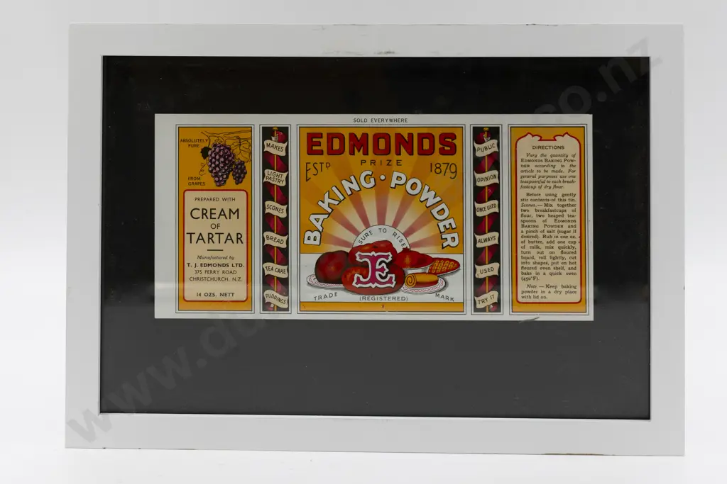 Framed Original Edmonds Baking Powder Label Image 1++