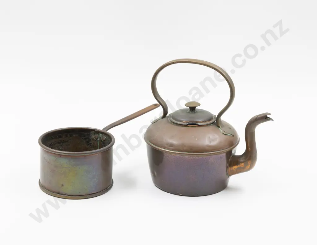 Small Victorian Copper Kettle & Sauce Pan Image 1++