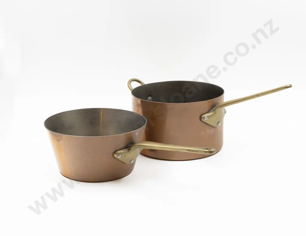 Two French St Claire Copper & Brass Sauce Pans Image 1++