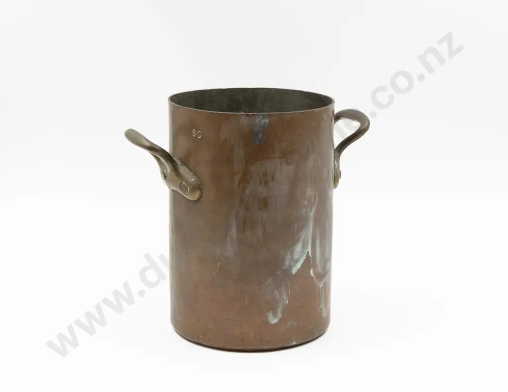 Victorian Country Manner Copper & Brass Two Handled Sauce Pan Image 1++