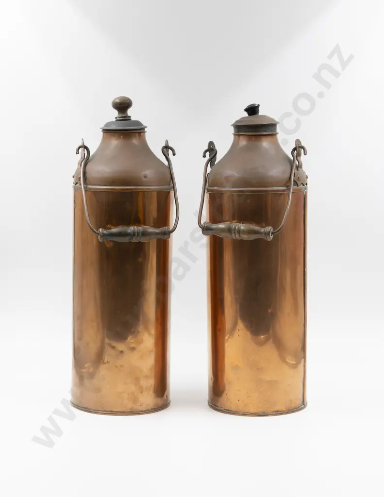 Two Victorian Manor House Kitchen Copper Milk Canisters Image 1++