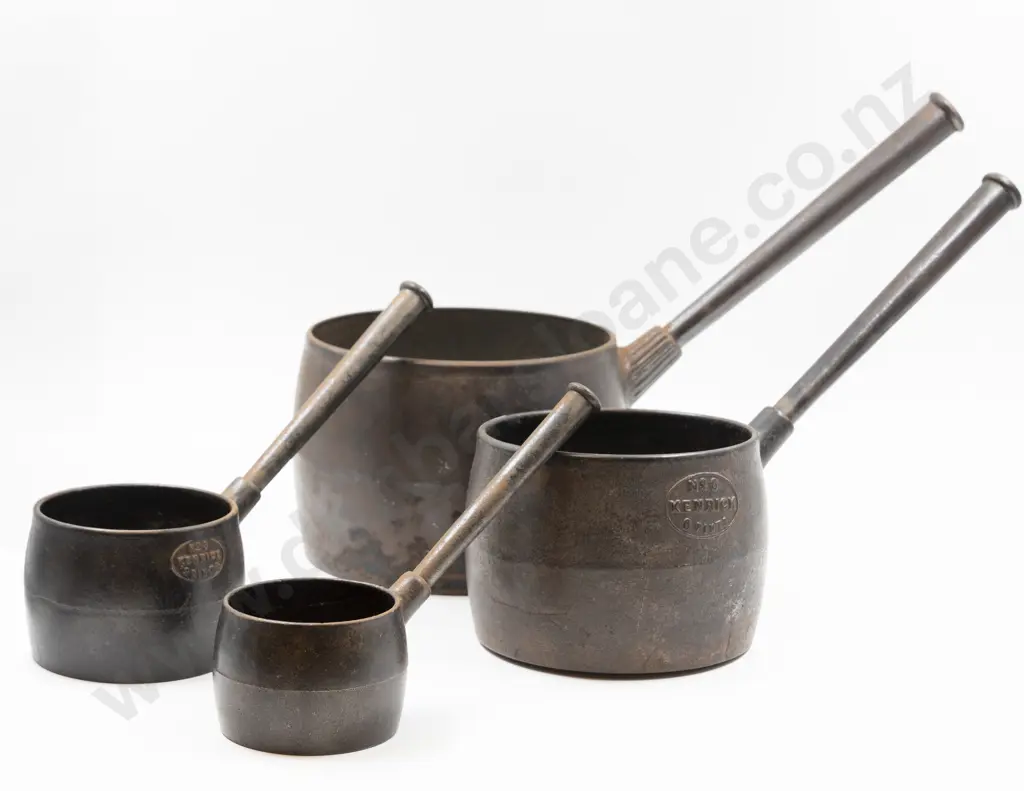 Colonial Graduated Four Coal Range Cast Iron Sauce Pans Image 1++