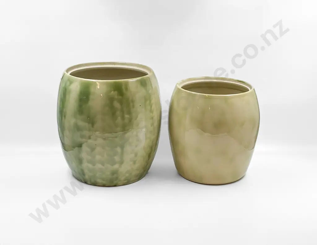 Two Timaru Potteries Stoneware Crocks Image 1++