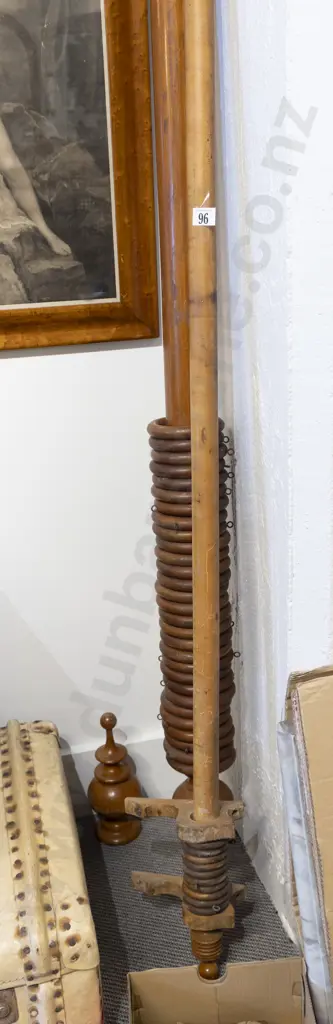 Large Late C19th Kauri Curtain Rail and other with Various Turned Wooden Rings Image 1++