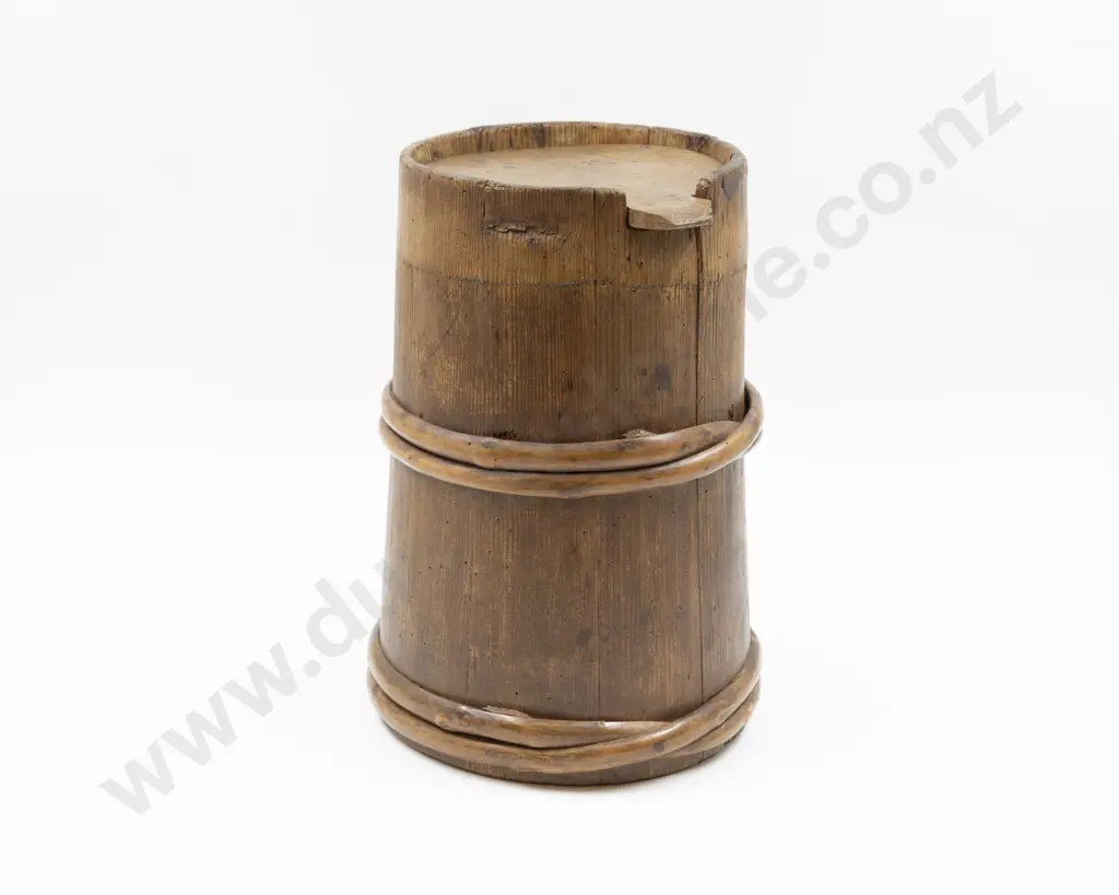 Mid/Late C19th Coopered Strapped Pine Pantry Storage Canister Image 1++