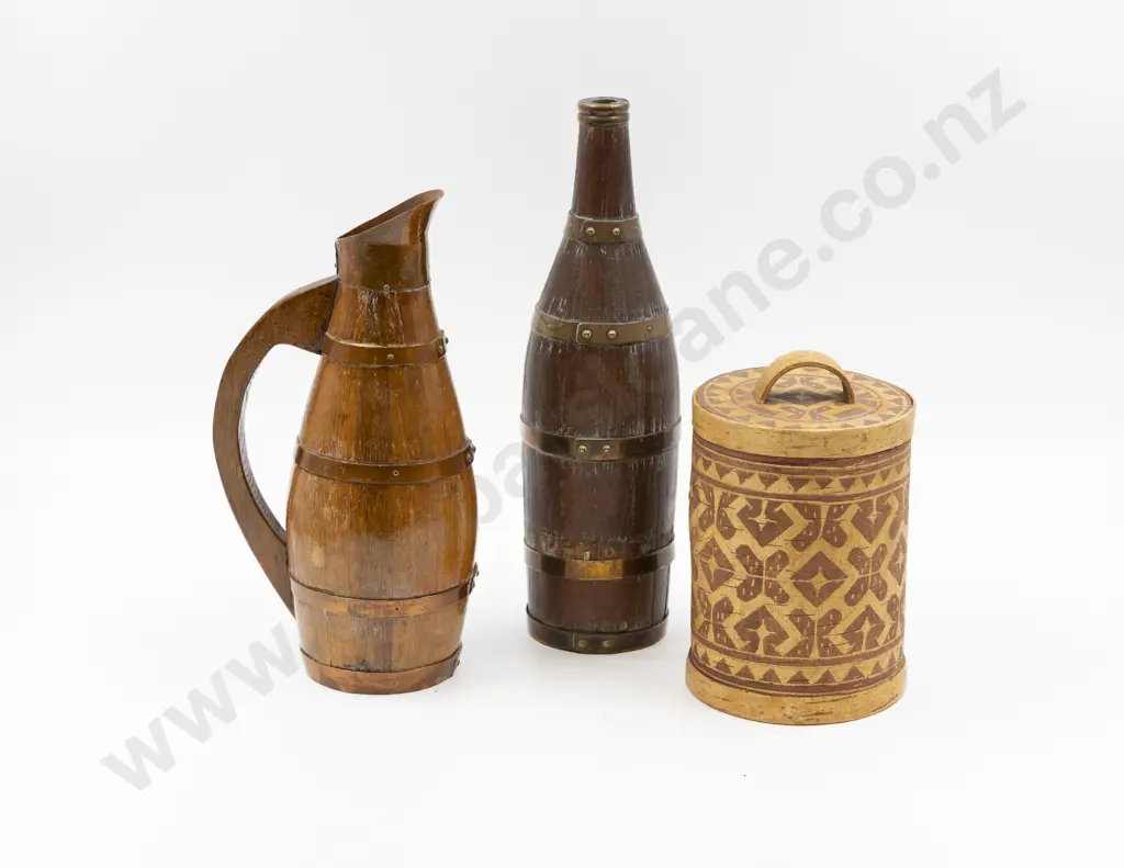Wooden Brassbound Bottle & Ewer with Russian Canister Image 1++