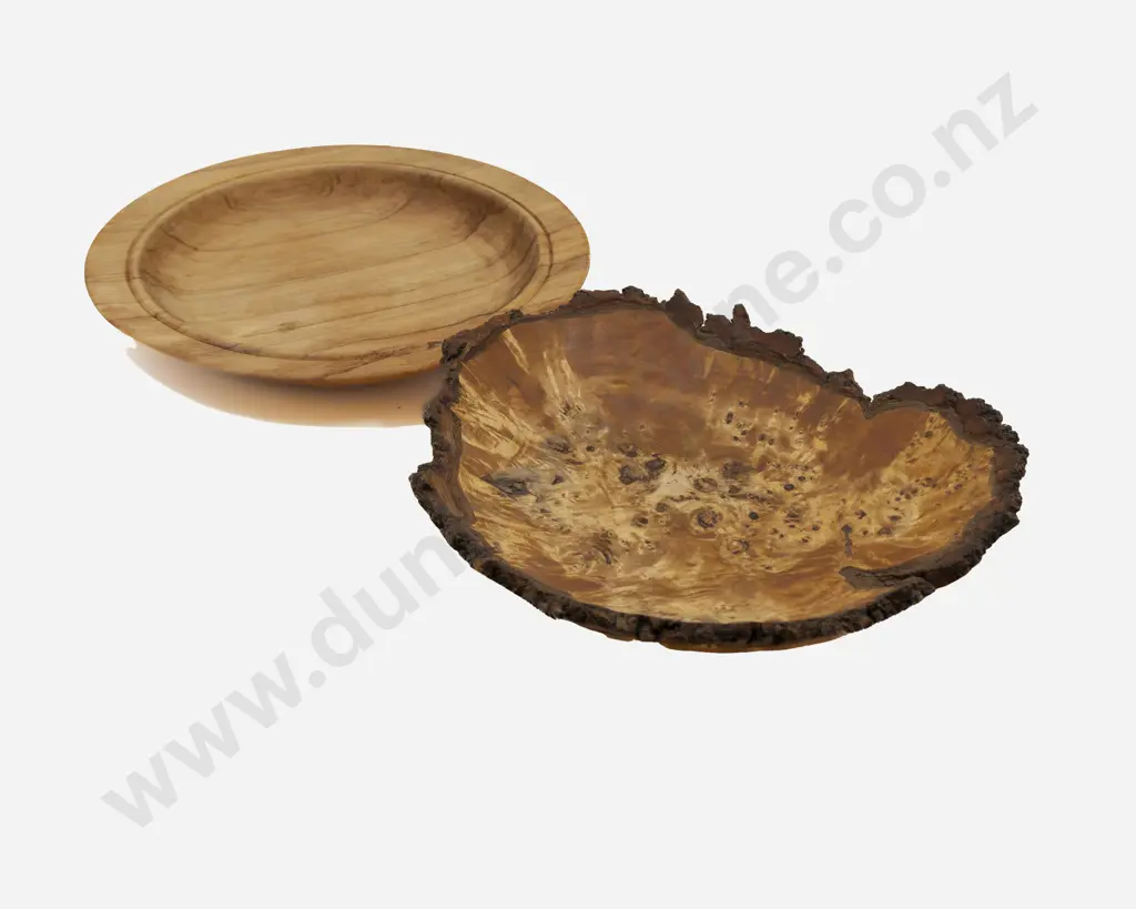 Modern NZ Rimu & Poplar Burr Turned Wooden Dishes Image 1++