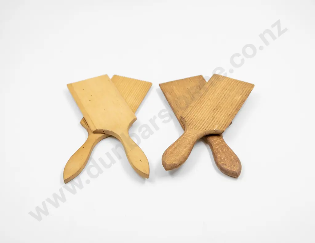 Early C20th Two Pair & Single Wooden Butter Pads Image 1++