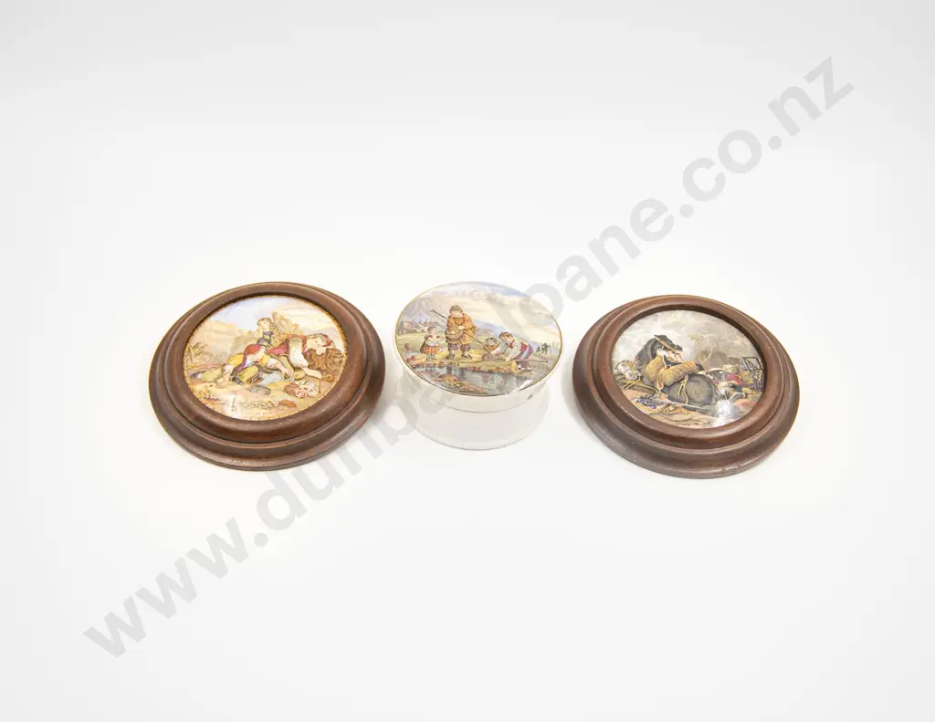 Two Victorian Prattware Pot Lids & Another Complete Pot Image 1++