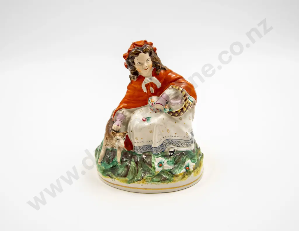 Victorian Staffordshire Figure Group of Little Red Riding Hood Image 1++