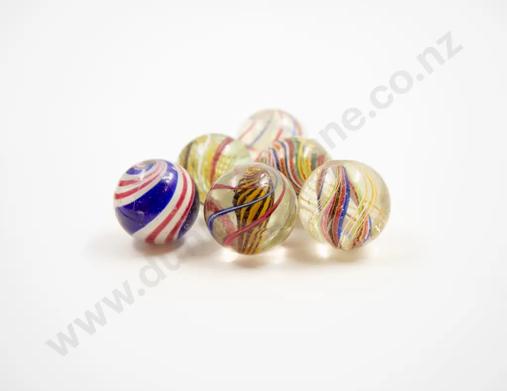 Sixteen Victorian Large Clear & Opaque Swirl Pattern Marbles Image 1++
